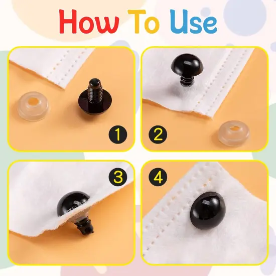 1100PCS Safety Eyes and Noses, Amigurumi Safety Eyes for Crocheting, Colorful Doll Crochet Eyes with Washers for Plush Animal, Crochet Toy, Stuffed Doll and Teddy Bear (Various Sizes) {4}