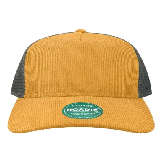 LEGACY&reg; Five-Panel Trucker Cap Mustard Cord/Dk Gry {1}