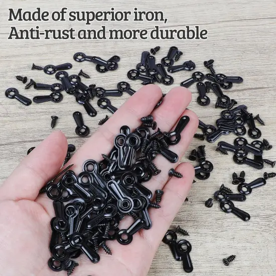 Picture Frame Turn Button Fasteners Set, 100 PCS Picture Frame Backing Clips Photo Frame Hardware Clips with 100 Pieces Screws for Hanging Pictures, Photos, Drawing by PinCute (Black) {5}