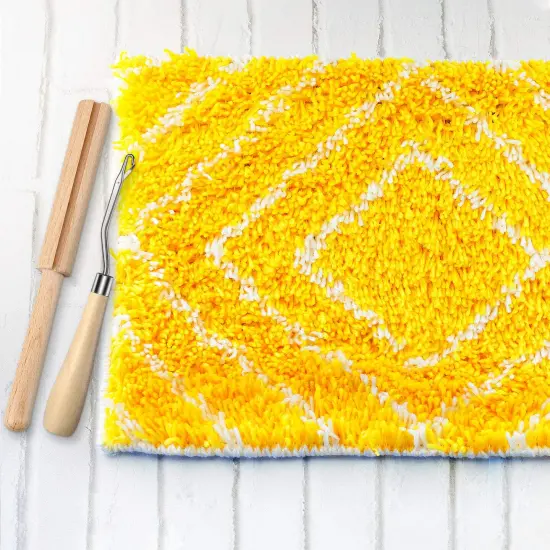 3 Pieces Latch Hook Tool Rug Mesh Fabric Canvas Wooden Bent Latch Hook Tool Yarn Cutter Embroidery Crafts Supplies for DIY Rug Carpet Tapestry Making, 19 x 59 Inches {2}