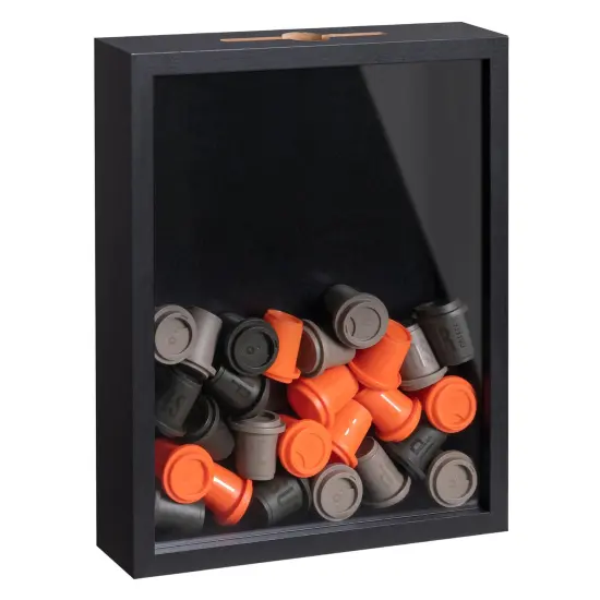 8x10 Inch Shadow Box with Real Glass Cover and Top Slot, Display Case Frame for Tickets, Flower, Pictures, Black {1}