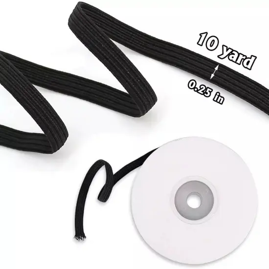 Elastic Band 1/4'' Wide 10yd,Stretch Strap,High Elastic Cord,for Sewing Crafting Black {1}