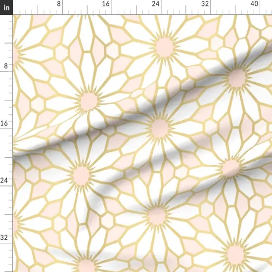 Various Fabrics by the Yard or Fat Quarter Geometric Floral Mosaic Flowers Pastel Glam Large Scale Peach Gold Daisy Blush Art Deco Custom Printed Fabric by Spoonflower {1}