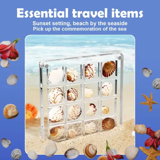 Artlunar 16 Grids Square Clear Acrylic Shadow Boxes Mini Seashell Collection Display Box Shell Display Cases {4}