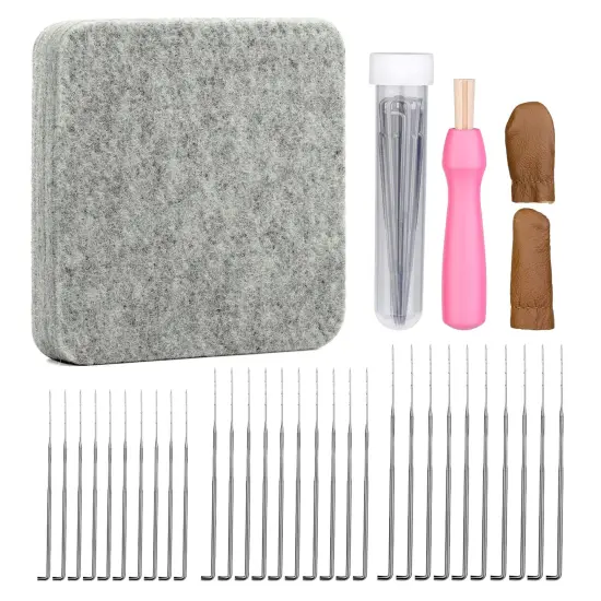 Needle Felting Kit,Needle Felting Pad,Needle Felting Tool with 6"x6"Needle Felting Mat,Felting Needles for Wool,Leather Finger Guards,Good for Any Felting {1}