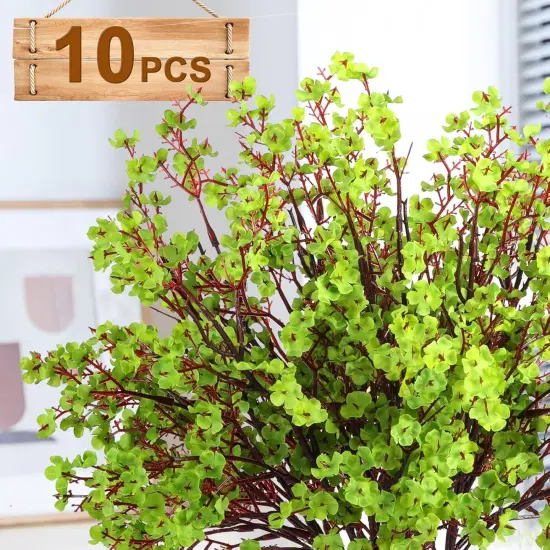 10 Pcs Babys Breath Green Flowers Artificial Gypsophila Flowers St. Patrick's Day Fake Silk Flowers for Home Decor Spring Floral Arrangement Table Centerpieces {3}