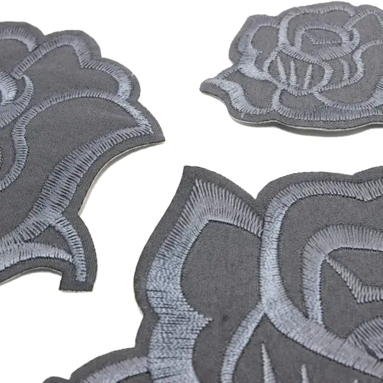 U-Sky Iron on Flower Patches, Embroidery Flower Iron-on Appliques for Clothing Backpacks Jeans Jackets (Deep Gray-3D) {5}