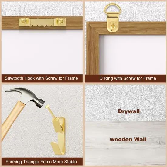 350PCS Picture Hanging Kit, Heavy Duty Photo Frame Hangers with Sawtooth Hardware, D Rings, Nails, Level, Screws, Steel Wire for Picture, Painting, Mirror, Wall Art Mounting {4}