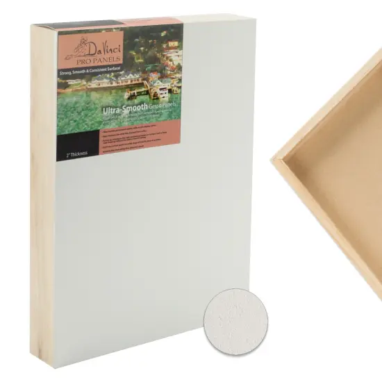 Da Vinci Pro Ultra Smooth Wood Canvas Gesso Board - 2" Deep, Bundle of 4 Small Rectangle White Acrylic Polymer Gesso Panels for Painting Fine Portraits, Ultra Fine Detail Illustrations and Artwork {3}