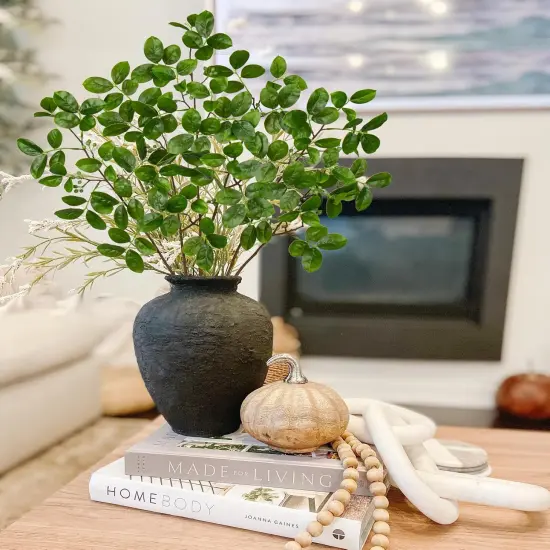 3PCS Artificial Greenery Stems Faux Branches for Vase Fake Lagerstroemia Leaves Branches 28.7 Inch Plants Leaf Bushes for Floral Arrangement Bouquets Party Wedding Wall Home Decor Green {4}