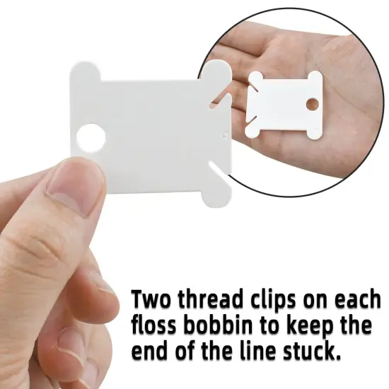 120 Pieces Plastic Floss Bobbins for Cross Stitch Embroidery Cotton Thread Embroidery Floss Cross Stitch Threads Craft DIY Sewing Storage Winding Thread Organizer Holder Embroidery DIY Cards (White) {5}