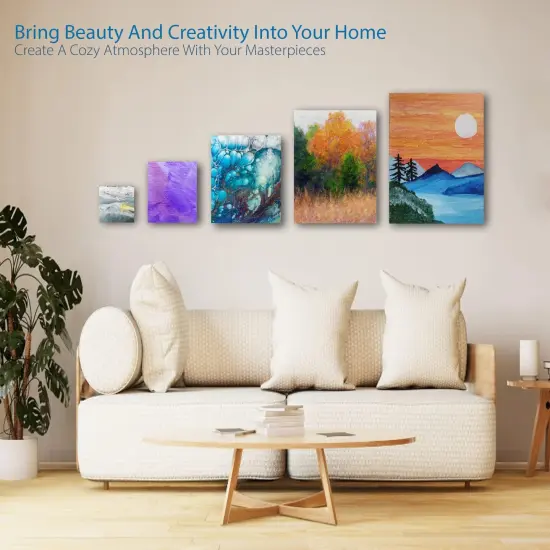 Stretched Canvas for Painting (10 Pack) Blank Painting Canvas - 2 of Each; 4x4, 5x7, 8x10, 9x12 and 11x14 Canvas, 100% Cotton Pre-Primed, Great for Pouring, Acrylic, Oil, Wet and Dry Art Media {3}