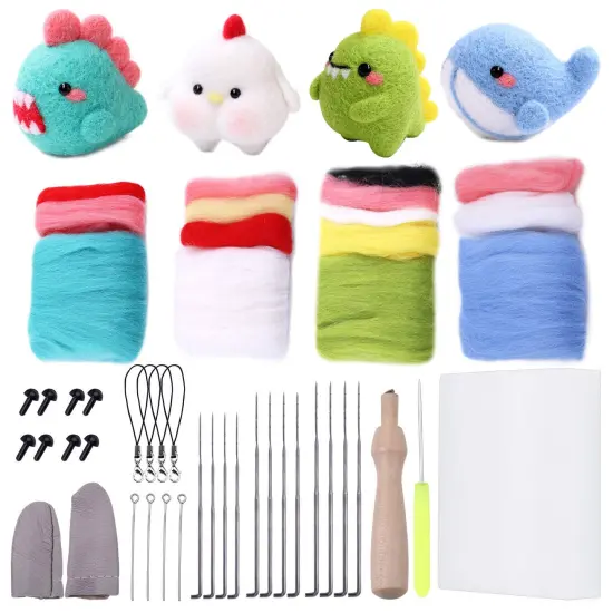LOKUNN Needle Felting Starter Kit, Complete Needle Felting Tools, Needle Felting Kit with Felting Needles, Instructions, Felting Foam Mat, and Other Tools, for Adults Beginner Supplies DIY Crafts {1}