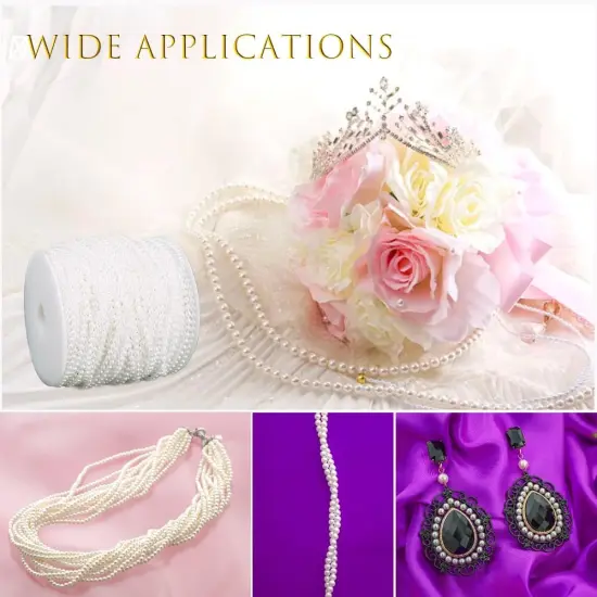White Pearl Garland Strand,2.5mm Crystal Beads Faux Bead Spool Rope for Wedding Party Decoration {4}