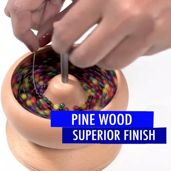 Clay Bead Spinner with Big Eye Beading Needle & 3mtr Wire - Seed Bead Spinner for Jewelry Making Kit - Necklace Bracelet Maker Wooden Birthday Gifts - Pinewood {2}