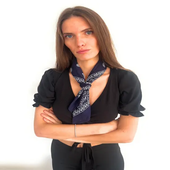 Set of 6 Paisley Neck Hair Scarf for Women Square Chiffon Accessory {5}