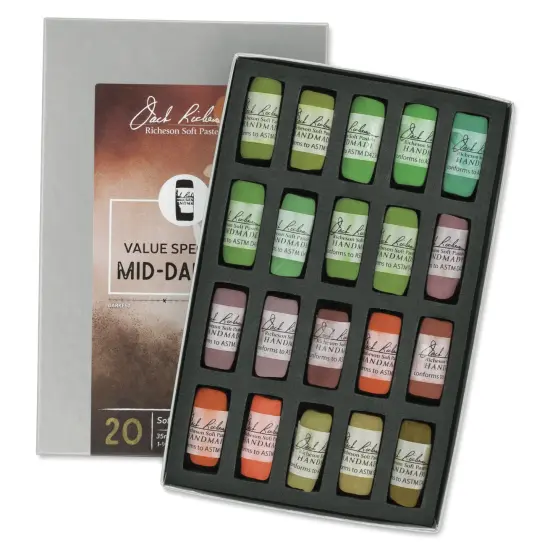 Richeson Soft Handrolled Pastels - Mid Darks 5, Set of 20 {1}