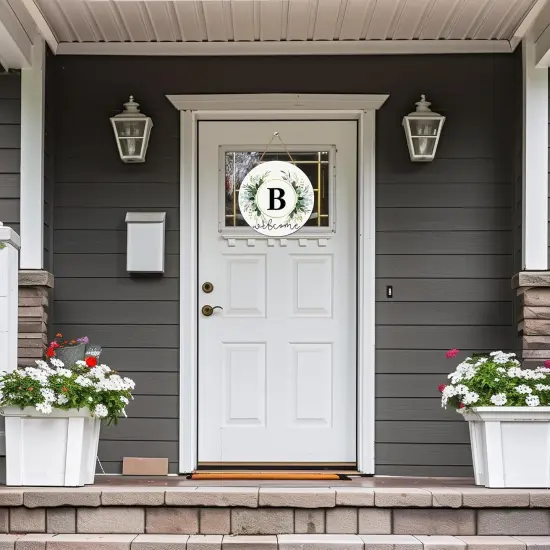 Monogram Letter B Wreaths for Front Door Wreath Wooden Welcome Sign {3}