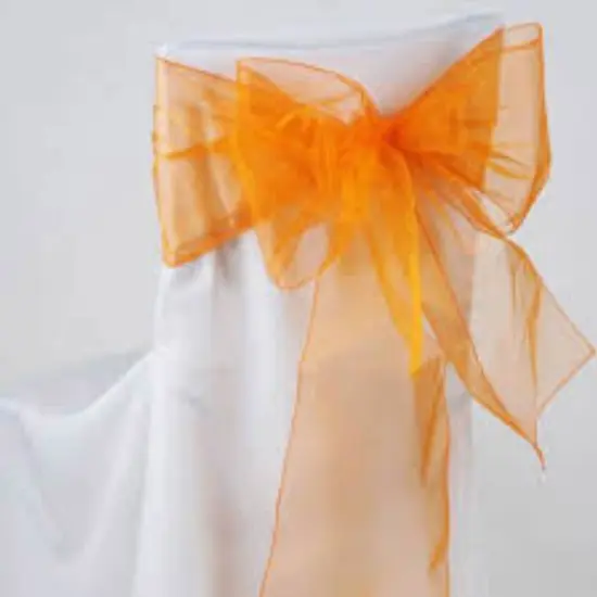10 Pieces Angle End Organza Chair Sashes 12 by 116 inches Tangerine {2}