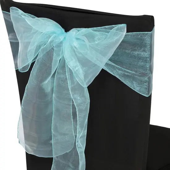 10 Pieces Satin Chair Bands, 8"x108" Elegant Event Wraps Tiff Blue or Aqua Blue {5}