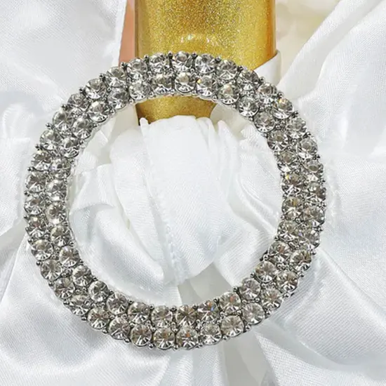 Circle Rhinestone Chair Band Buckle Silver Metal Accent 2 Inch Width {5}