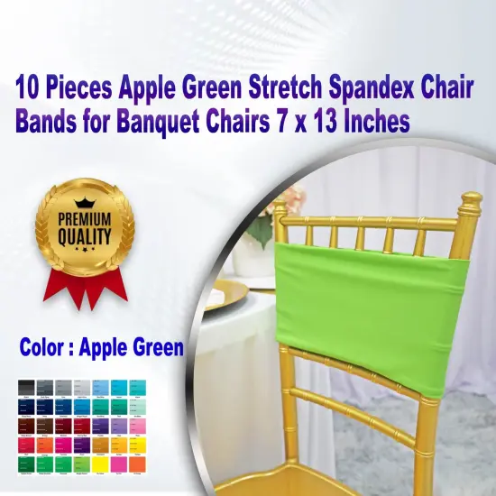 10 Pieces Apple Green Stretch Spandex Chair Bands for Banquet Chairs 7 x 13 Inches {1}