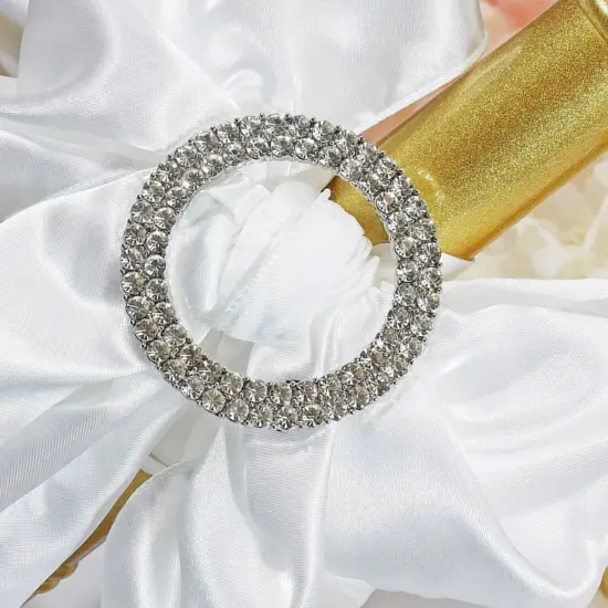 Circle Rhinestone Chair Band Buckle Silver Metal Accent 2 Inch Width {3}