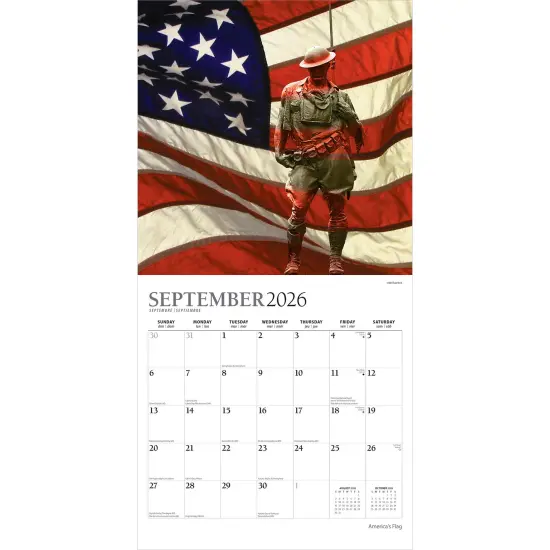 America's Flag | 2026 12 x 24 Inch (Hanging) Monthly Square Wall Calendar | Foil Stamped Cover {4}