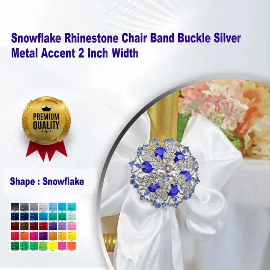 Snowflake Rhinestone Chair Band Buckle Silver Metal Accent 2 Inch Width {1}