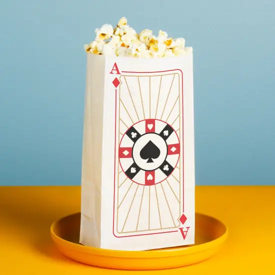 Big Dot of Happiness Las Vegas Popcorn Bags, Casino-Themed Birthday Party Favor Snack Treats, Free-Standing Individual White Paper Bags - 25 Count {3}