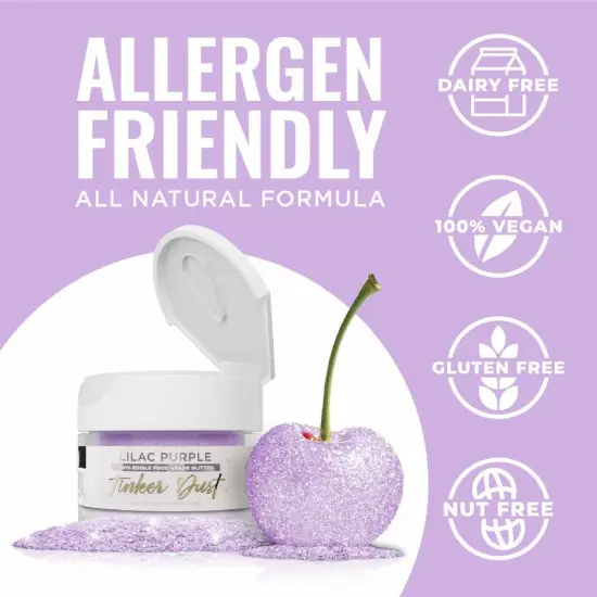 Bakell - Lilac Purple Tinker Dust Edible Glitter (5g, 1x Jar) for Food, Desserts, and Beverages! {2}