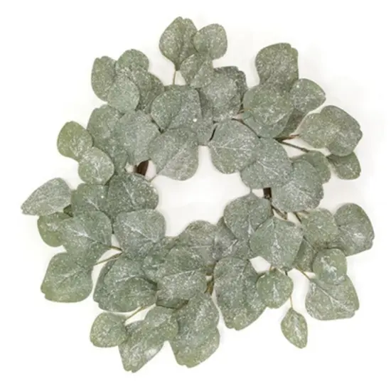 Frosted Dollar Eucalyptus Leaf Candle Ring 6.5" {1}