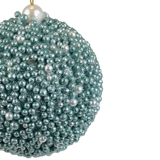 Northlight Glitter Beaded Christmas Ball Ornament - 4" - Seafoam Green {7}