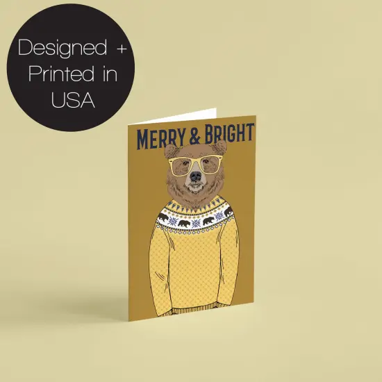 Hipster Animal Christmas Cards - 24-Pack Holiday Greeting Cards with 6 Cozy Sweater Animal Designs, Perfect for Sharing Merry Christmas & Holiday Wishes, Blank Inside for Personalized Messages - Fun and Festive Stationery Set {4}