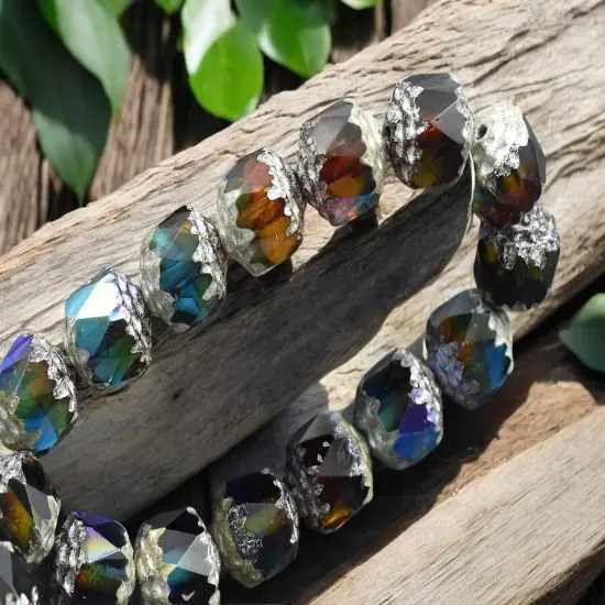 Antique Silver Washed Caribbean Dream AB Cathedral Beads - Choose Your Size {5}