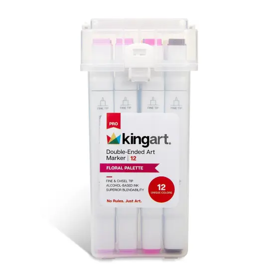 KINGART&reg; PRO Double-Ended Alcohol Markers, 12 Floral Colors, Fine & Chisel Tip {5}