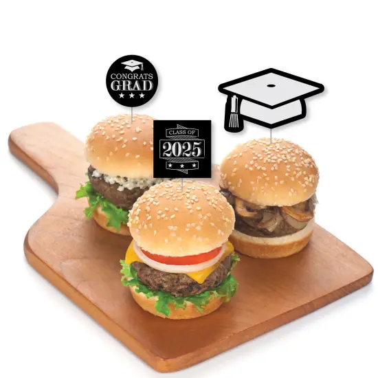 Big Dot of Happiness Graduation Cheers - Dessert Cupcake Toppers - 2025 Graduation Party Clear Treat Picks - Set of 24 {4}