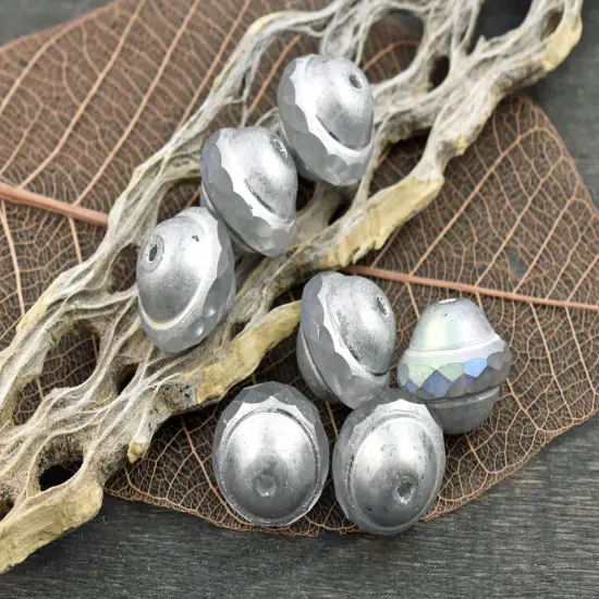 Silver AB Washed Crystal Saturn Beads - Choose Your Size {4}