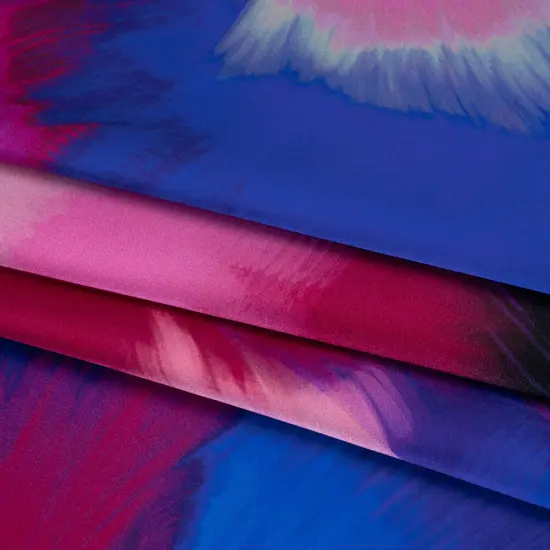 1 Yard Silk Charmeuse Painted Burst Print Italian Made Blue, Hot Pink & Red 53 Inches Width {1}