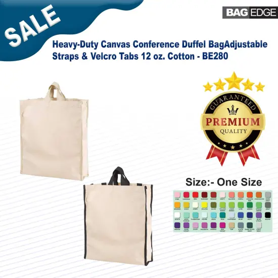 BAGedge&reg; Heavy-Duty Canvas Conference Duffel Bag Adjustable Straps & Velcro Tabs 12 oz. Cotton {2}