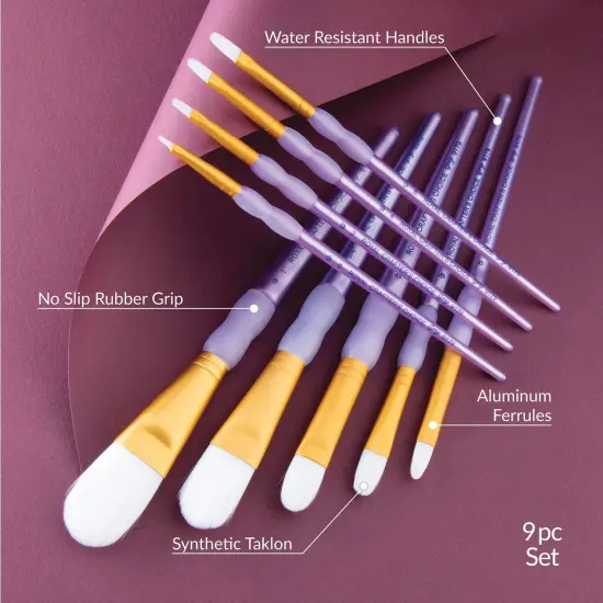 RCC 307 | Crafter's Choice&trade; 9pc White Taklon Variety Brush Set {4}