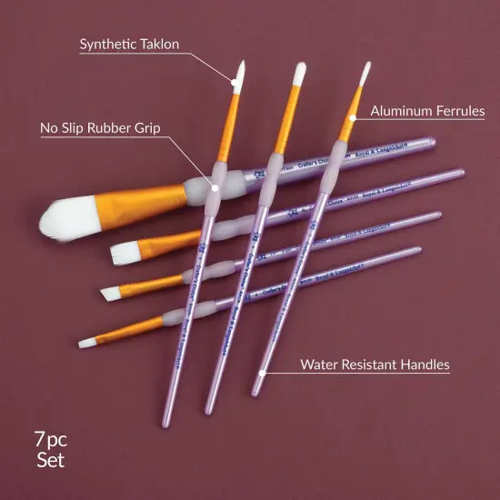 RCC 406 | Crafter's Choice&trade; 7pc White Taklon Variety Brush Set {4}