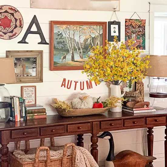 6Pcs Artificial Fall Flowers Babys Breath Flower Bulk Fake Silk Flowers Artificial Gypsophila Bouquet Floral for Home Festival Wedding Party Kitchen Bedroom Xmas D&eacute;cor (Orange) {4}