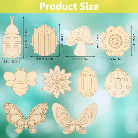 60Pcs Wood Cutouts Ornaments for Crafts {2}