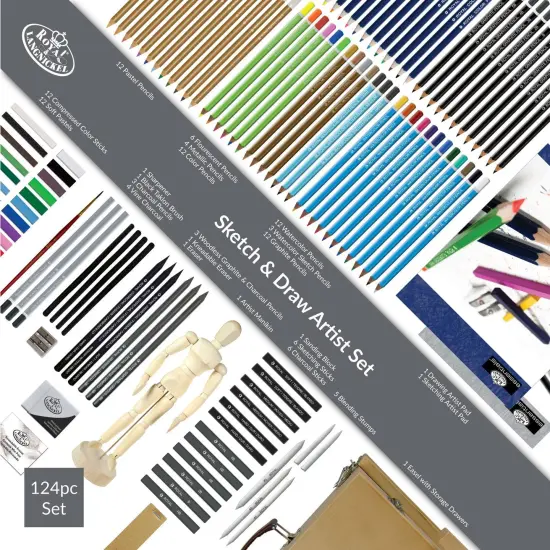 REA6250 | Sketching & Drawing Artist Easel Set - 124pc {6}
