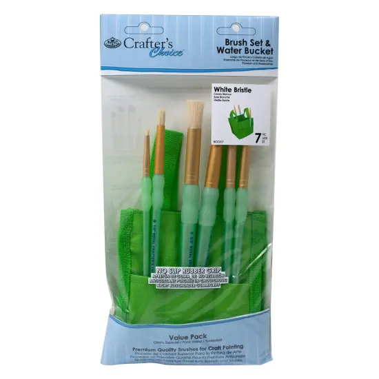 RCC 517 | Crafter's Choice&trade; 7pc White Bristle Brush Set & Water Bucket {1}