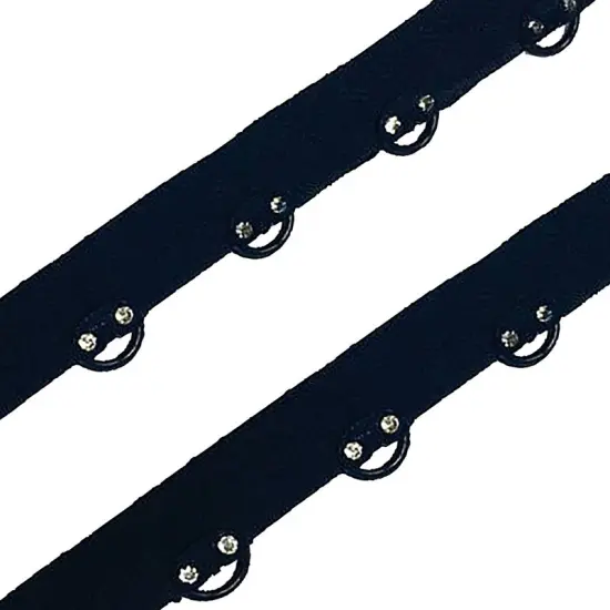 Black Eyelet Grommet Rhinestone Tape 1/2" Wide By the Yard {6}