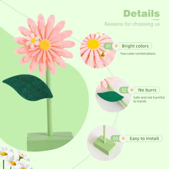 Summer Felt Pink White Daisy Decorations Boho Daisy Standing Tabletop Decorations Daisy Centerpieces Valentine's Day Girl Girlfriend Gift {4}