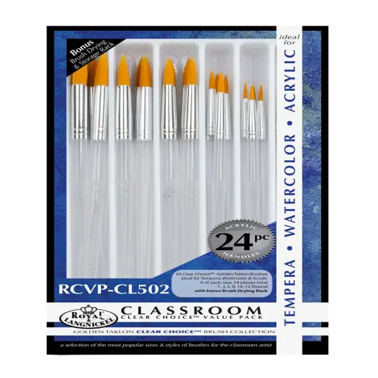 RCVP-CL502 | Clear Choice 24pc Golden Taklon Round Brush Set {1}