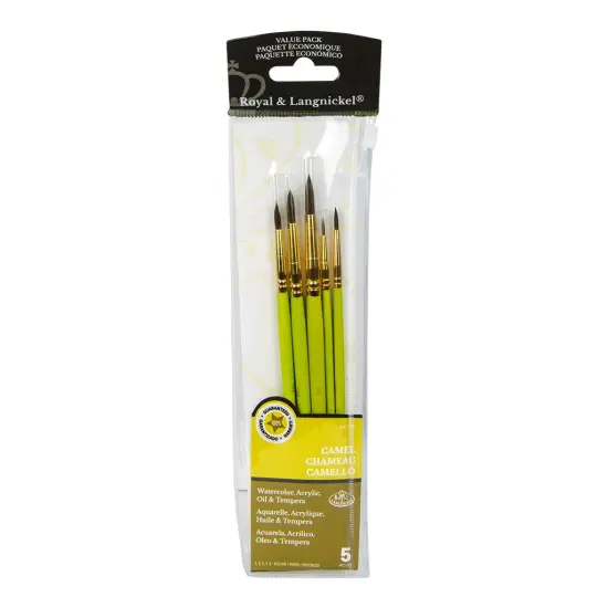RSET-9121 | 5pc Camel Hair Round Brush Set {1}